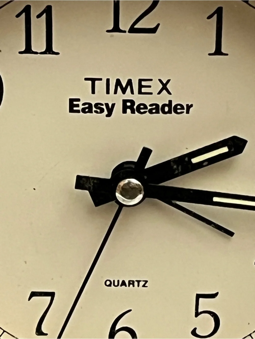 Vintage Timex Easy Reader Quartz Twin Bell Alarm Clock Brass Tone Tested Works